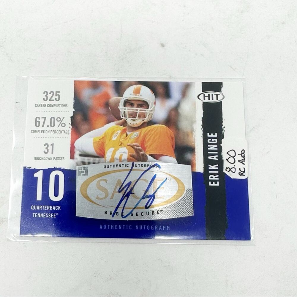 HIT Erik Ainge Autographed Football Card